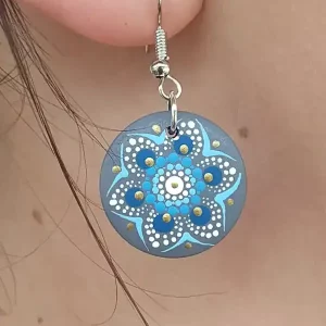 Pendientes de mandala azules y dorado